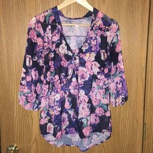 Floral blouse with bow